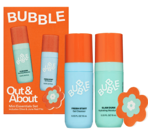 Bubble Skincare Out & About Mini Essentials 3-Piece Set, Includes Olive & June Nail File