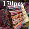 170pcs Wholesale Incense Sticks - Lasts Up to 8.66inch, with Essential Oils, Natural Fragrance for Home, Yoga, Camping, Vacation - Green, Orange, Pink