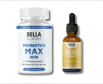 Bella Probiotics MAX Day8 probiotic strains, containing 600 billion CFU per serving, with D3+K2 combination to support a healthy life