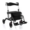 Foldable Rollator Walker with 8" Wheels Handbrake Storage Bag Cane Holder for Seniors & Rehabilitation Black