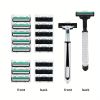 Razors for men Shaving, 2-Blade mens Razor Includes 1 Handles and 30 Replaceable razor head, Non-Slip Travel Carry Shaver for men Pack