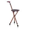Folding Seat Cane (220lbs): 5-Level Height Adjust, LED Light, Anti-Slip Pads, Aluminum Alloy, Bonus Cushion/3 Foot Pads for Elder-Brown
