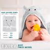 Hooded Baby Towels 33 x 33 Inch. Light Gray Terry Cotton Bath Towels Hooded with Elephant Face and Ears. Hooded Towels for Baby. Soft Toddler Towels f