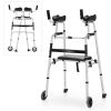 Elderly Rehabilitation Walker (330lbs): 2 Modes, Soft Seat, 5" Wear-Resistant Wheels, 1-Click Fold, H-Shaped Stable Design
