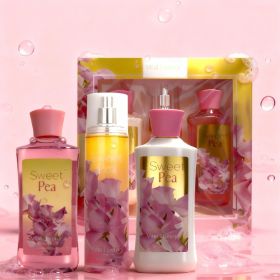 3pcs Set-Sakura Fragrance Shower Gel Set, Japanese Cherry Blossom 10 Fl.oz Shower Gel, 10 Fl.oz Body Lotion, 8 Fl. Oz Body Mist, A Three-piece Bath An (Option: Sweet Pea)