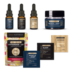 Hemp Extract Sample Kit – Relief & Control Tinctures, Softgels, Salve & Δ9 Gummies for Sleep, Stress & Muscle Recovery (Entourage: Muscle + Joint + Sleep)