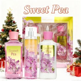 Christmas Gift Set 3-Piece Set, 10 Fl.oz Body Care Fragrance Set, Featuring Floral, Candy, And Sweet Pea Scents. Includes Scented Shower Gel, Body Lot (Option: Sweet Pea Scent)