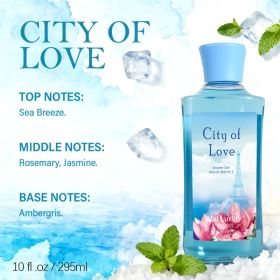 12 Scents,10 Oz. Unisex Shower Gel,body Wash. Large Size, Gently Cleanses And Moisturizes, Enriched With Aloe Vera And Vitamin E. Floral, Fruity, And (Option: City of Love)